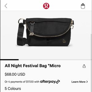 Lululemon All Night Festival Bag *micro
